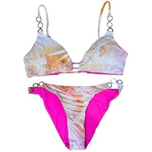 Bebe Vibrant Pink and Orange Bikini